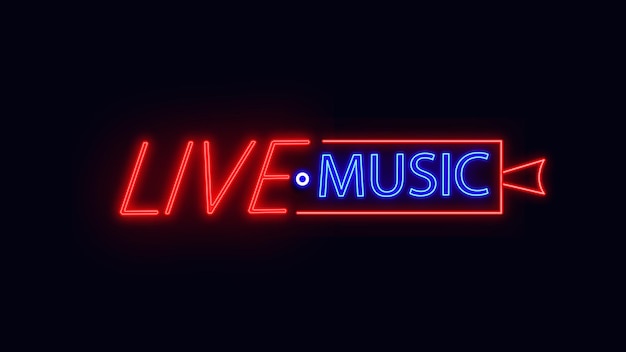 Live muziek belettering neon tekenstijl