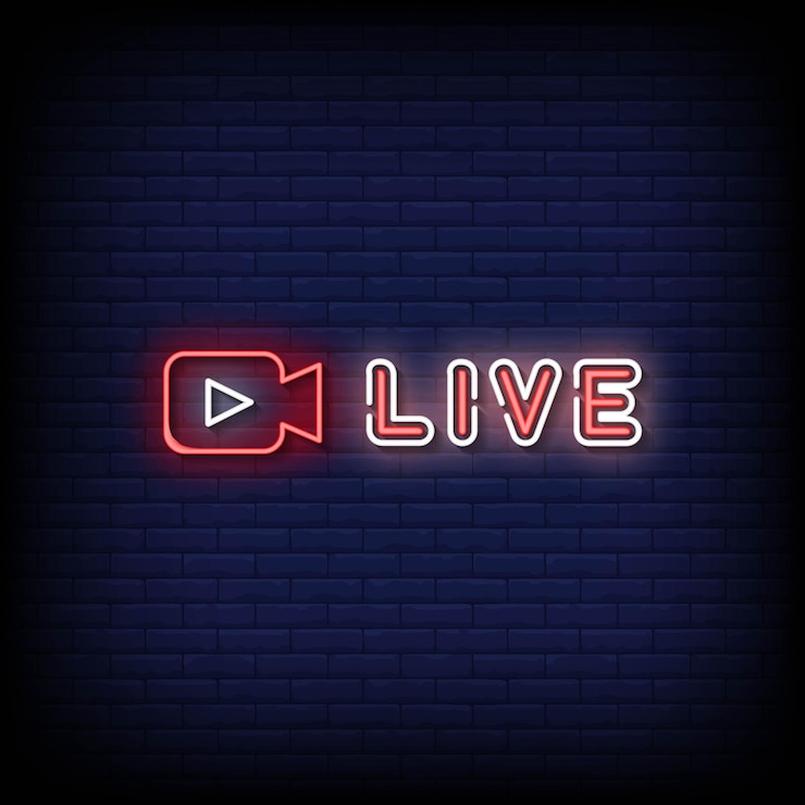 Vector live neon signs style text vector