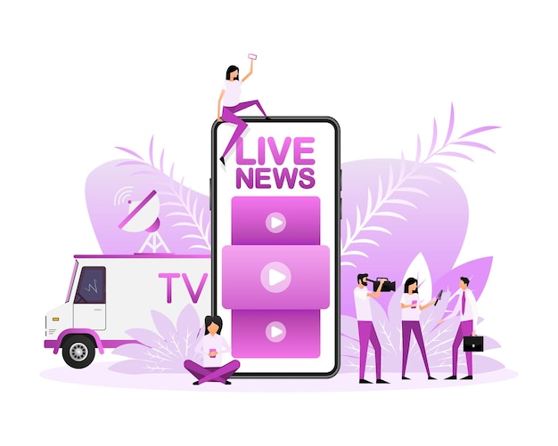 Live news people great design for any purposes Flat vector illustration