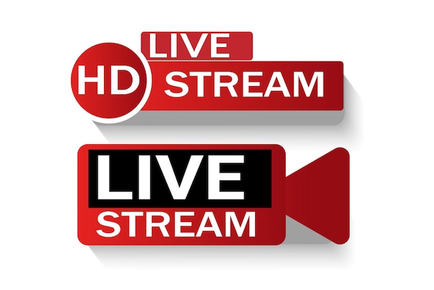 live news and social media stream broadcasting lower thirds set Flat shape design with play button