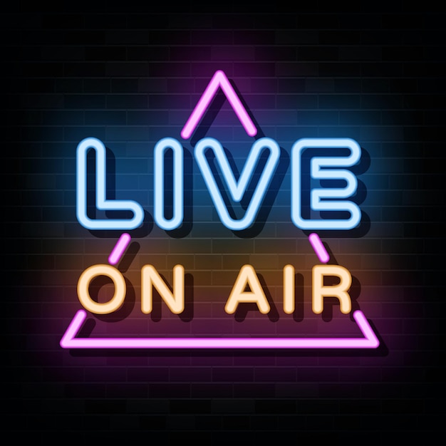 Вектор live on air neon signs vector design template neon style