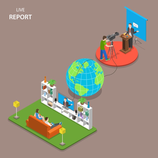 Live rapport isometrische platte vector concept.