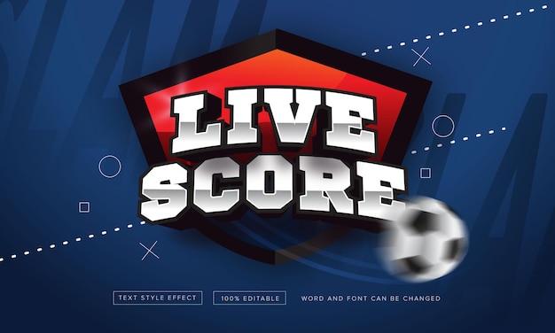 Vector live score football with ball text effect editable