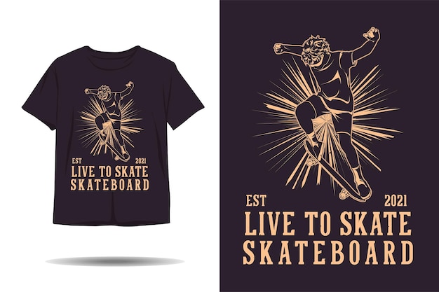 Live toskateスケートボードシルエットTシャツデザイン