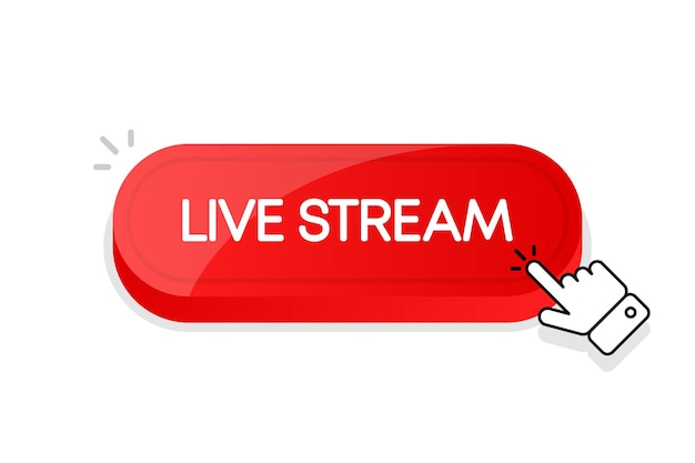 Live stream 3d-knop muisaangeraakte knop vectorillustratie