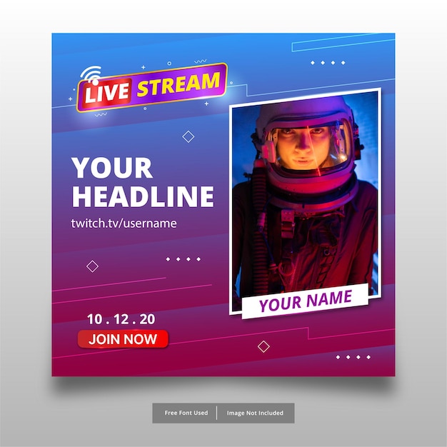 live stream banner design social media post template