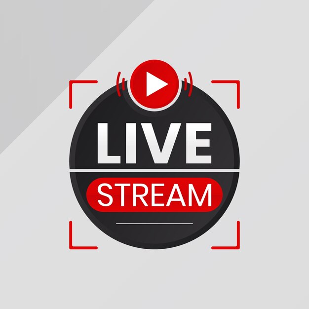 Vector live stream button with play icon vector