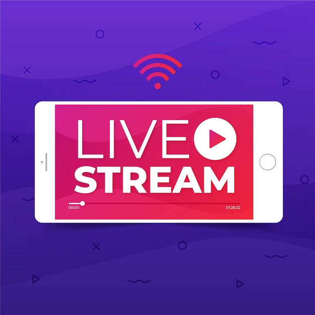 Vector live stream concept met telefoon