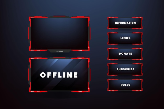 live stream  gameing  panel,Dark theme gaming video template with game screen, live chat and webcam