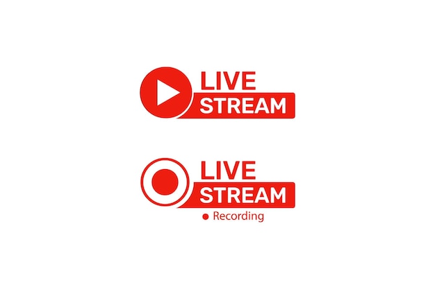 Live stream icon set premium vector