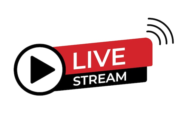 Live stream icon with play symbol Online stream sign Flat simple design Vector illustration