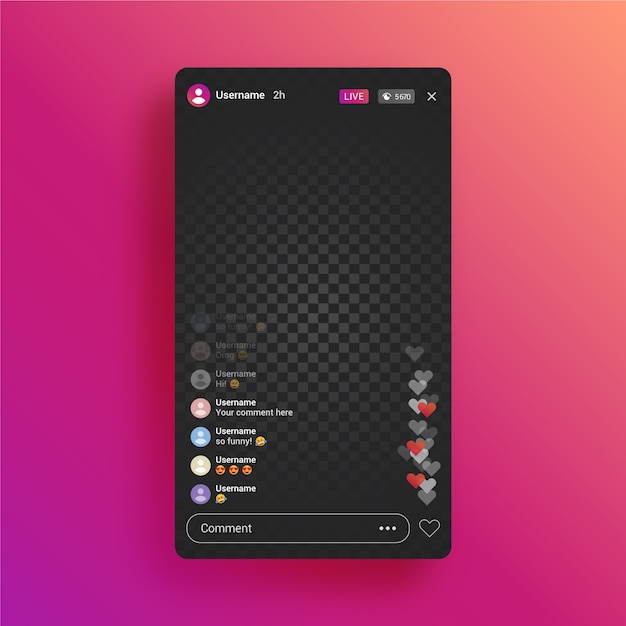 Vector live stream instagram interface