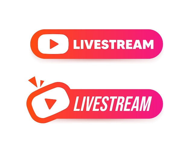 Live stream logo YouTube live twitch live logo live event stickers isolated vector set