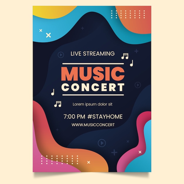 Vector live stream music concert poster template