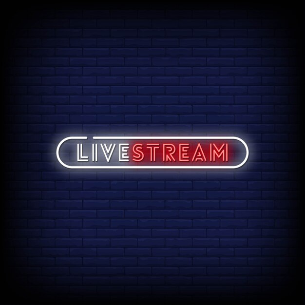 Live stream neon signs style-tekst