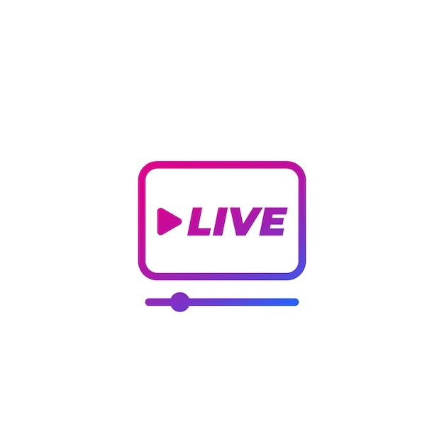 Live stream player icon on white