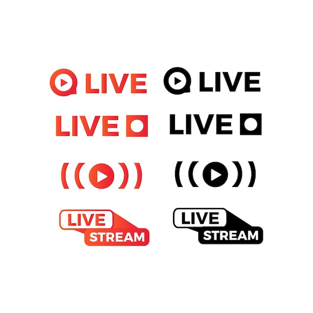 Vector live stream sticker collectie