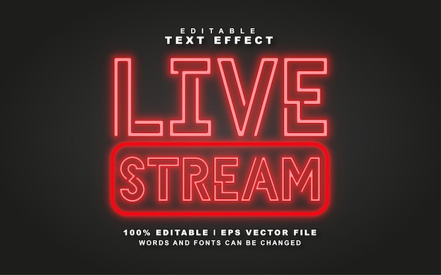 Live stream teksteffect gratis vector