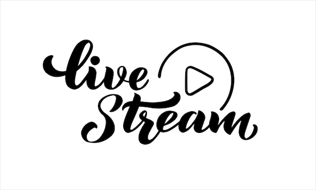 Live stream vector hand tekenen belettering voor projecten website live stream videochat De vector