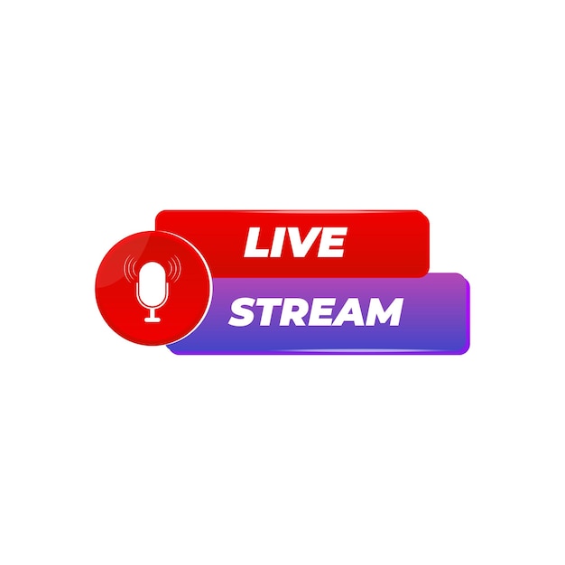 Live stream with microphone vector.