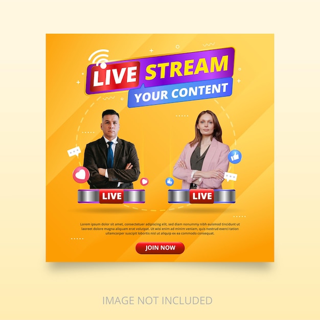 Vettore design del modello di banner in live streaming con icone emoji