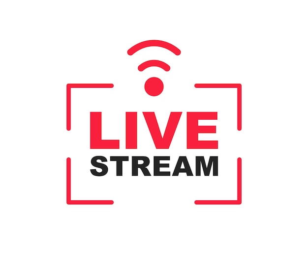 Pulsante streaming live. icona di streaming live. pulsante e simbolo di trasmissione in diretta. icona del flusso online.