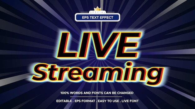 Vector live streaming effect text editable