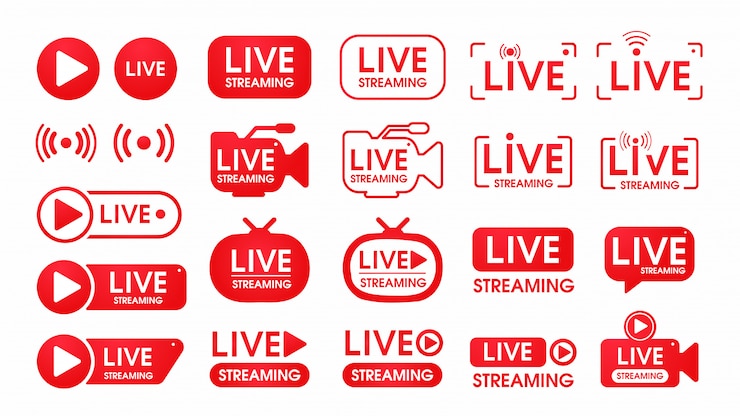 Vector live streaming icon set