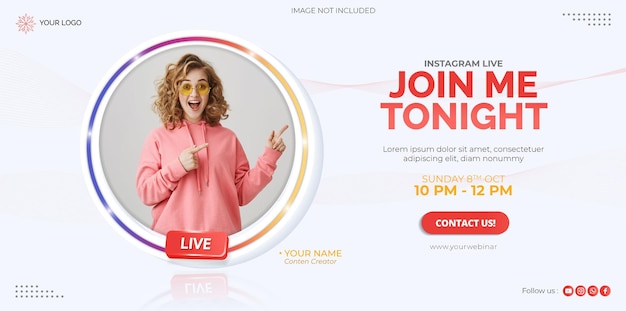 Vector live streaming instagram post template for business marketing premium vector