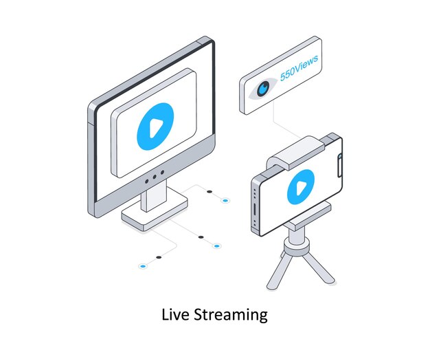 Vector live streaming isometric stock illustration eps file stock illustration