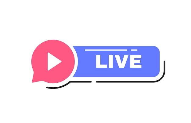 Live streaming label button with microphone emblem on message bubble Logo design Vector illustration