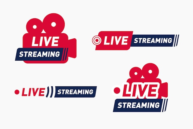 Vector live streaming logo icoon badge sticker tags knop teken nieuws onderste derde online uitzending sjabloon