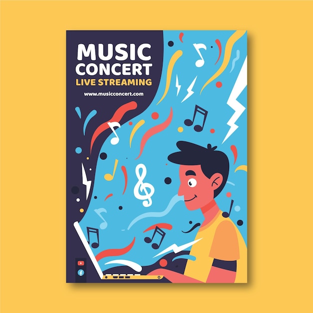 Vector live streaming music concert poster