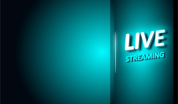 Vettore live streaming di luce verde neon sulla parete