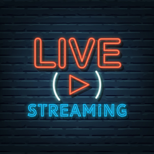 Vettore insegna al neon in streaming live