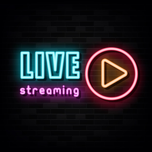 Modello di disegno vettoriale per insegne al neon in streaming live stile neon