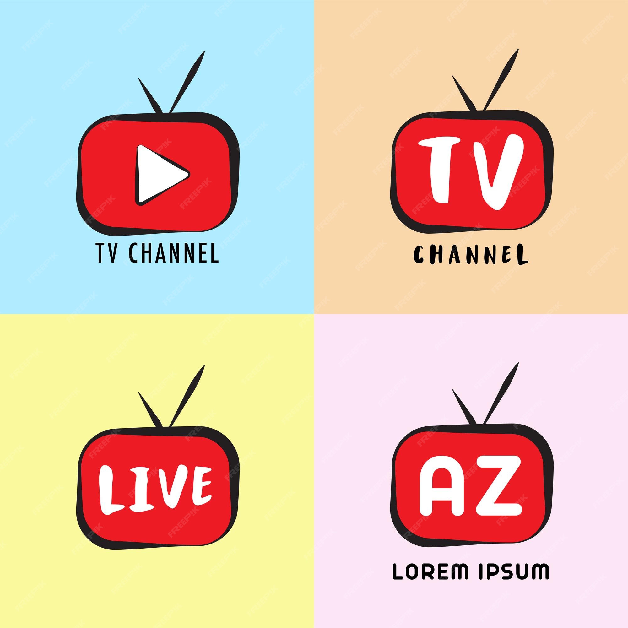 Premium Vector | Live streaming online television web tv simple alphabetic pictorial cartoon concept with play button red black colorful background tv channel logo design template Premium Vector | Live streaming online television web tv simple alphabetic pictorial cartoon concept with play button red black colorful background tv channel logo design template
