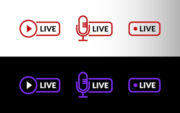 Live streaming pictogrammen instellen Vector