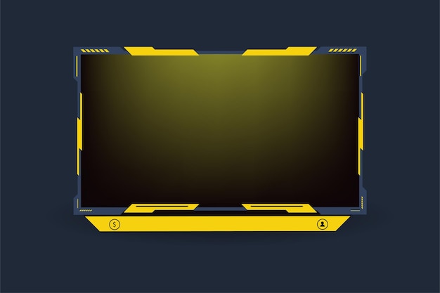 Live streaming screen overlay vector for online gamers Broadcast streaming overlay with yellow and dark colors Live gaming overlay decoration with subscribe buttons and an offline screen