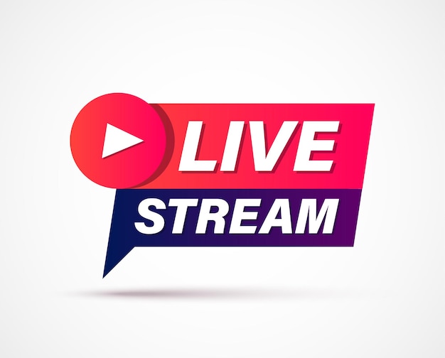 Vettore segno di live streaming banner geometrico di live streaming online o trasmissione isolato su sfondo bianco segno live stream stream