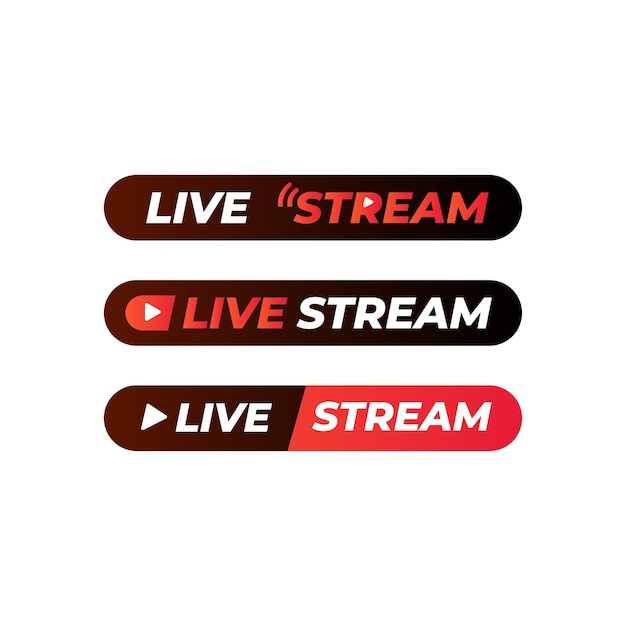 Vector live streaming stickers badge collectie zwart rood