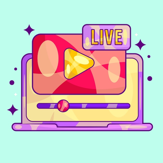 Live Streaming Video Online Illustration with Laptop Vector