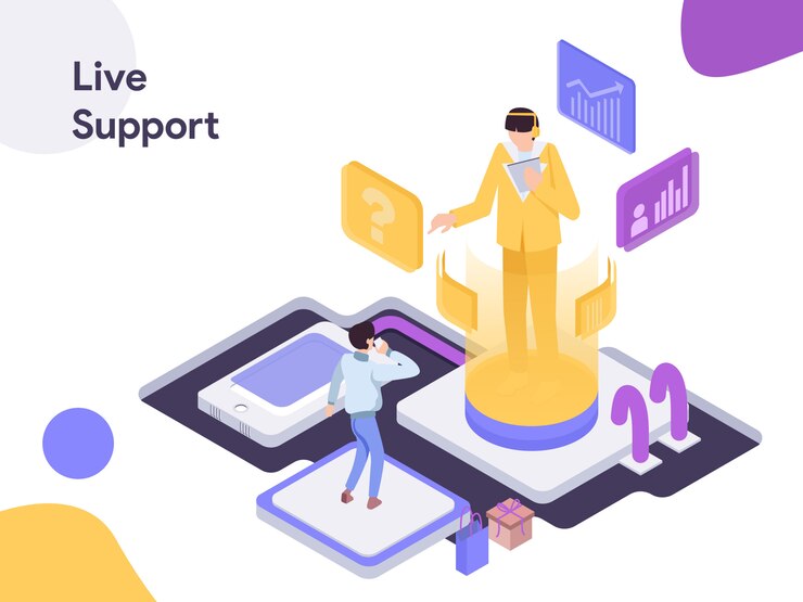 Vector live support isometric illustration