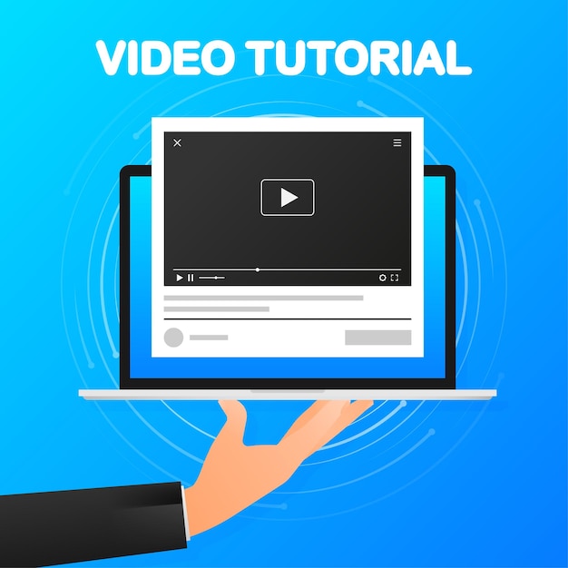 Live tutorial icon on white background Video tutorial banner