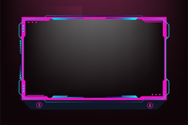 Live-uitzending gaming-overlay-decoratie met abstracte vormen Girly live-streaming-overlay-ontwerp met knoppen en schermpanelen Live-streaming-overlay-ontwerp met roze en donkere kleuren