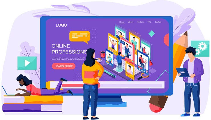 Vector live video about online professions, lessons for learning