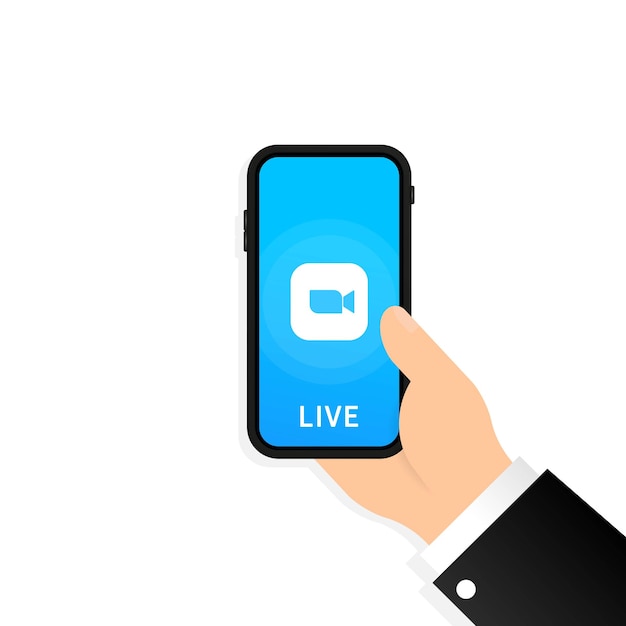 Icona della videochiamata in diretta o applicazione di streaming multimediale in diretta sul telefono
