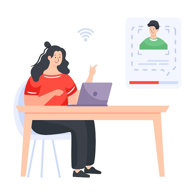 A live video chat in flat illustration design