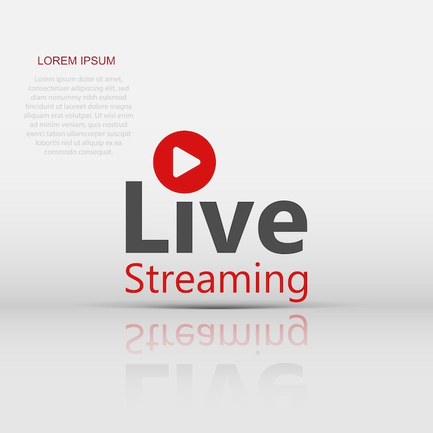 Live video icon in flat style Streaming tv vector illustration on white isolated background Broadcast business concept