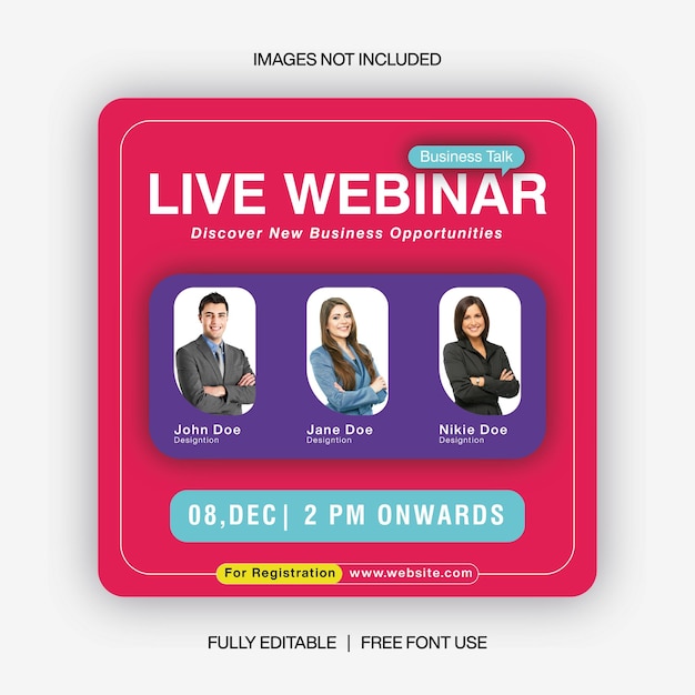 Vector live webinar or business talk social media instagram post template